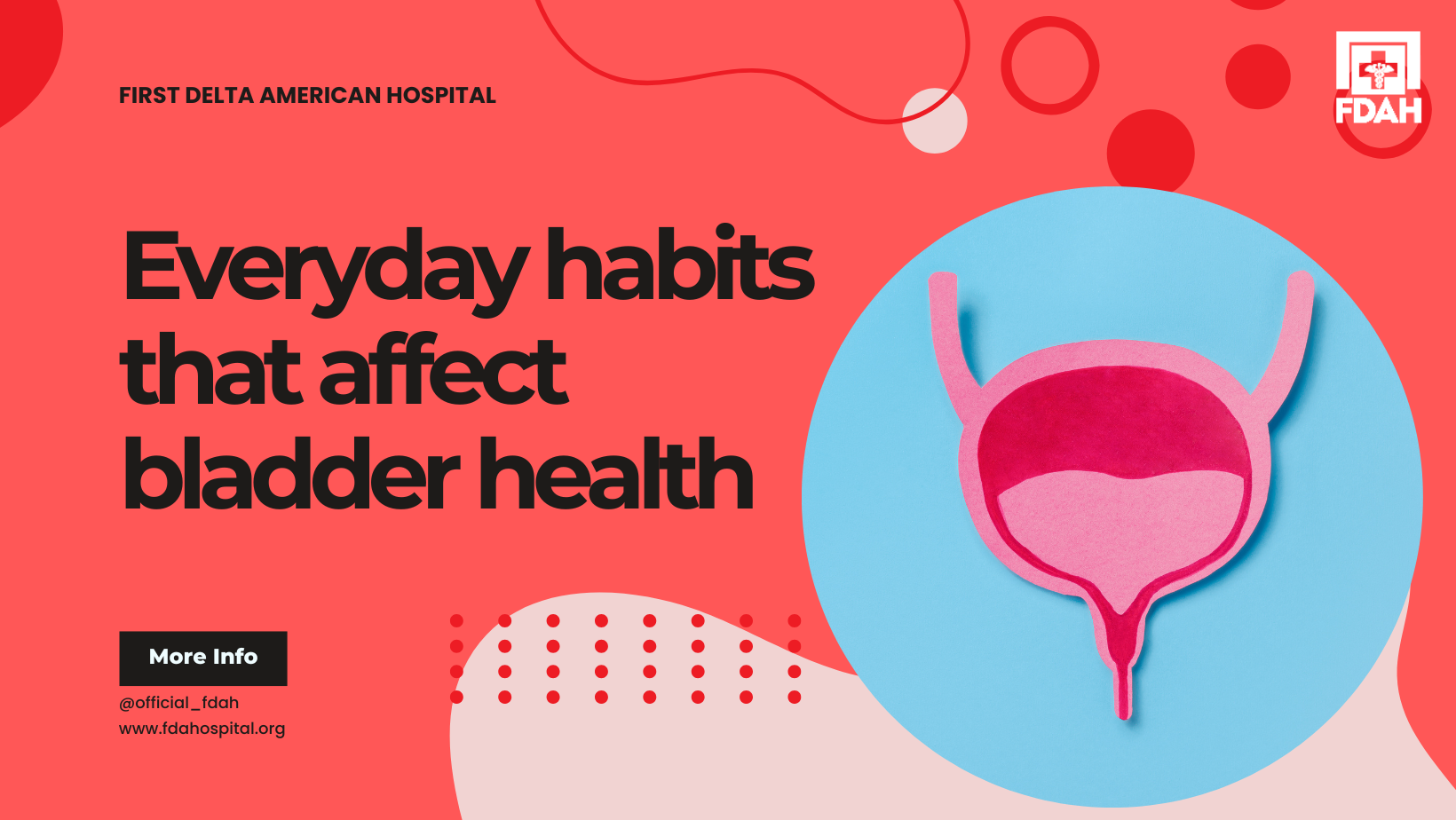 A graphic with a red background with the statement "everyday habits that affects bladder health"